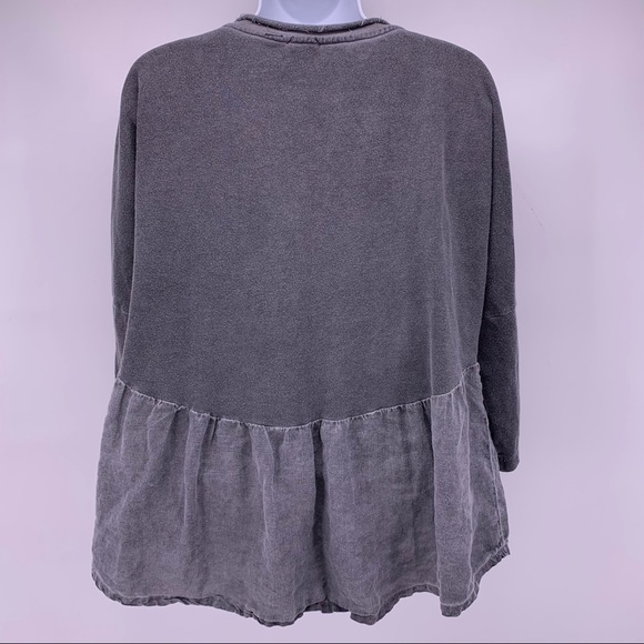 Anthro Postage Stamp Gray 3/4 Sleeve Peplum Top - Picture 6 of 9